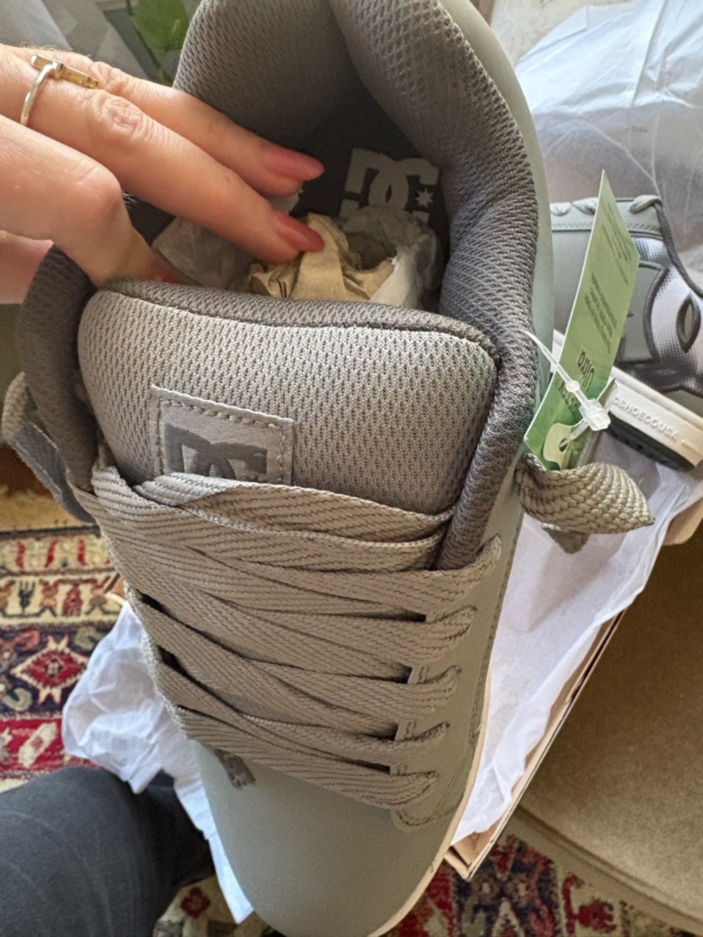 DC Men’s Grey and White Low-Top Skate Sneakers - Picture 2 of 6